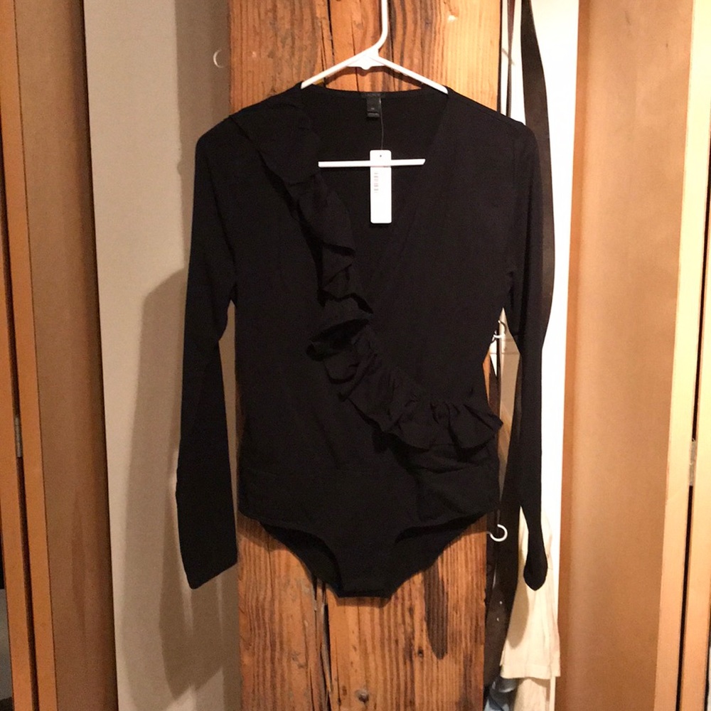 J. Crew Ruffle-Front Wrap Bodysuit Size M NWT